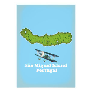 Impression Photo Carte de l'île de São Miguel Portugal