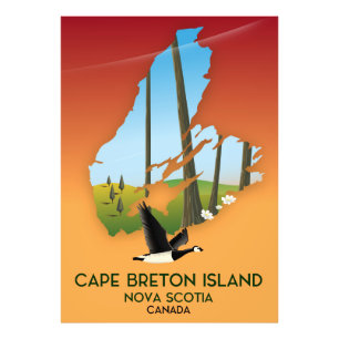 Impression Photo Carte de l'île du Cap-Breton Nouvelle-Écosse Canad