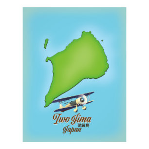 Impression Photo carte de l'île japonaise d'Iwo Jima