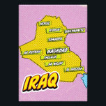 Impression Photo Carte de l'Irak illustrée par Pop Art<br><div class="desc">Cette carte visuellement frappante de l'Irak est une fusion de géographie et d'art pop. Couleurs audacieuses, imagerie iconique et typographie ludique se réunissent pour créer une pièce unique et captivante.</div>
