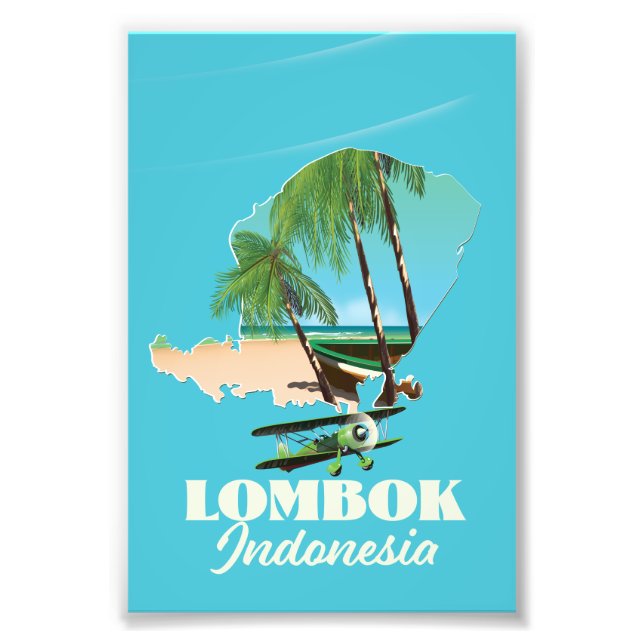 Impression Photo Carte de Lombok Indonésie (Devant)