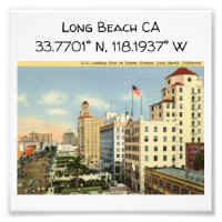 Carte de Long Beach CA Coordonnées Style Vintage