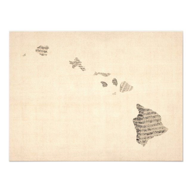 Impression Photo Carte de musique ancienne feuille Hawaii (Devant)