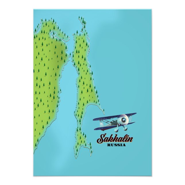 Impression Photo Carte de Sakhaline Russie affiche de voyage de sty (Devant)