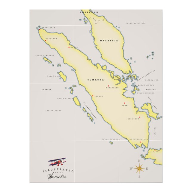 Impression Photo carte de Sumatra (Devant)
