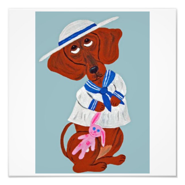 Impression Photo Carte de vœux pliée pour Pâques avec dachshund (Devant)