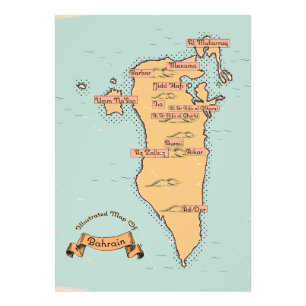 Impression Photo Carte de voyage Bahrain Vintage