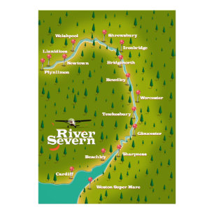 Impression Photo Carte de voyage de la rivière Severn au pays de Ga