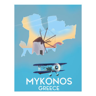 Impression Photo Carte de voyage de Mykonos Grèce