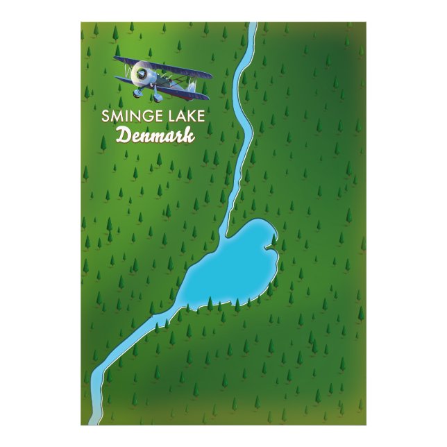 Impression Photo carte de voyage du lac Sminge Danemark (Devant)