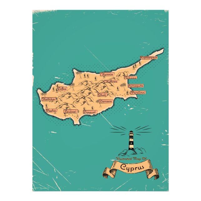 Impression Photo Carte de voyage illustrée Chypre (Devant)