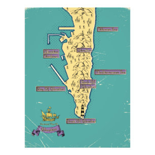 Impression Photo Carte de voyage illustrée de Gibraltar
