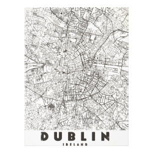Impression Photo Carte de voyage vintage de Dublin Irlande