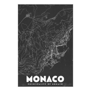 Impression Photo Carte de voyage vintage de Monaco