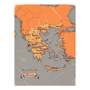 Impression Photo Carte des anciens comtés de Grèce