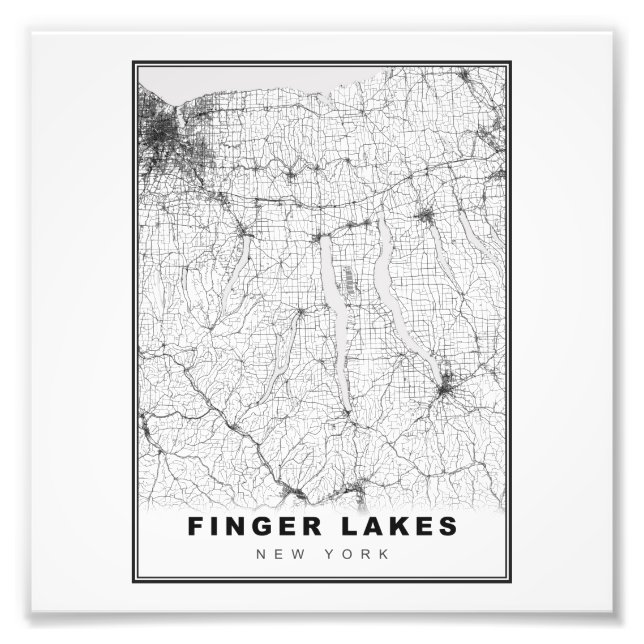 Impression Photo Carte des Finger Lakes (Devant)