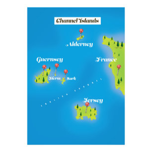 Impression Photo Carte des îles Anglo-Normandes affiche.
