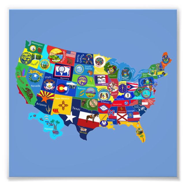 Impression Photo Carte des USA (Devant)