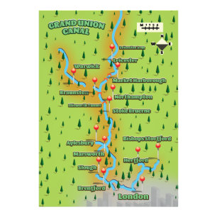 Impression Photo Carte du canal de Grand Union