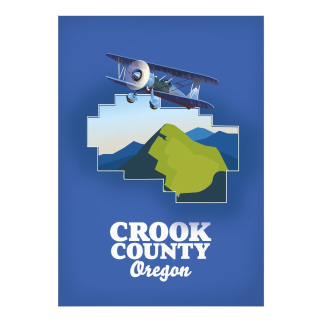Impression Photo Carte du comté de Crook en Oregon (Devant)