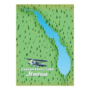Impression Photo Carte du lac Canyon Ferry Lake Montana