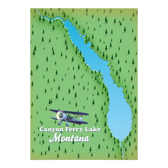Impression Photo Carte du lac Canyon Ferry Montana (Devant)