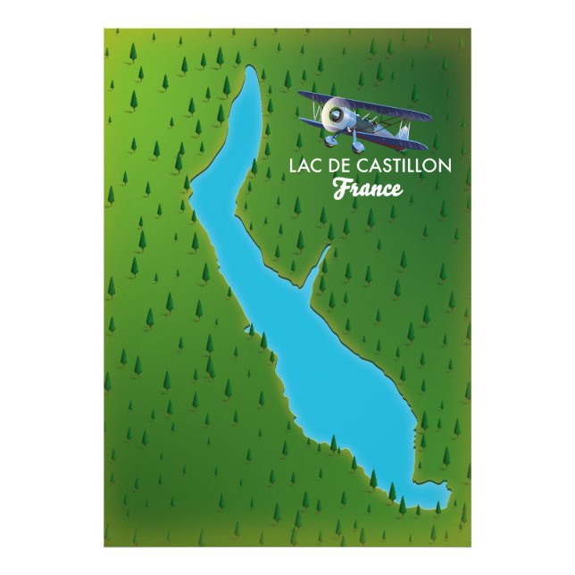 Impression Photo Carte du Lac de Castillon France (Devant)