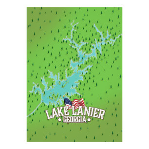 Impression Photo Carte du lac Lanier Georgia