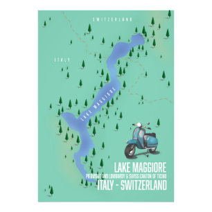Impression Photo Carte du lac Majeur Italie - Suisse