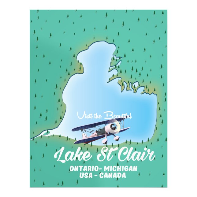 Impression Photo carte du lac St Clair USA Canada (Devant)