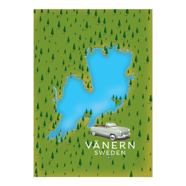 Impression Photo carte du lac Vänern en Suède (Devant)