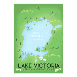 Impression Photo Carte du lac Victoria - Afrique Grand Lac art de v