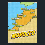 Impression Photo Carte du Maroc illustrée par Pop Art<br><div class="desc">Pop Art Illustré Maroc Carte africaine dans un style vintage et ancien.</div>