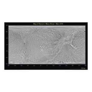 Impression Photo Carte globale de la lune Dione de Saturn