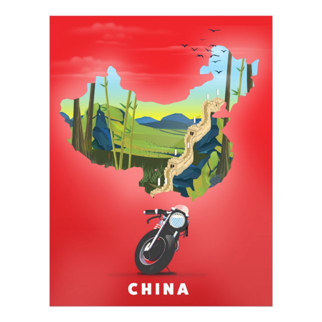 Impression Photo Carte illustrée de Chine affiche de voyage (Devant)
