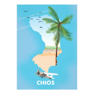 Impression Photo Carte illustrée de Chios Greece.