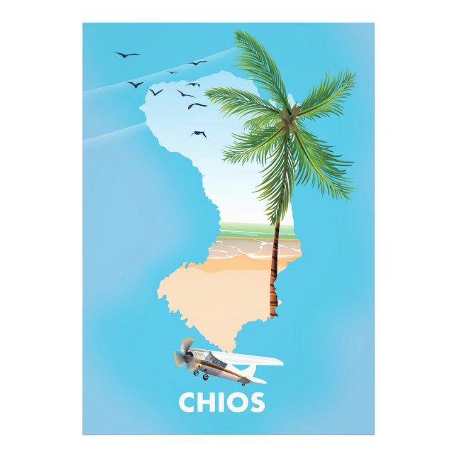 Impression Photo Carte illustrée de Chios Greece. (Devant)