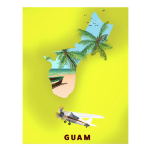 Impression Photo Carte illustrée de Guam affiche de voyage
