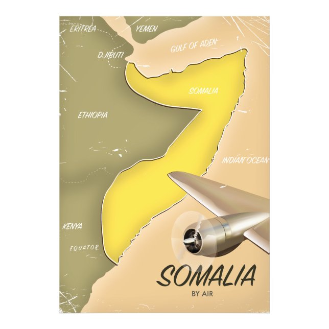 Impression Photo carte illustrée de la Somalie (Devant)