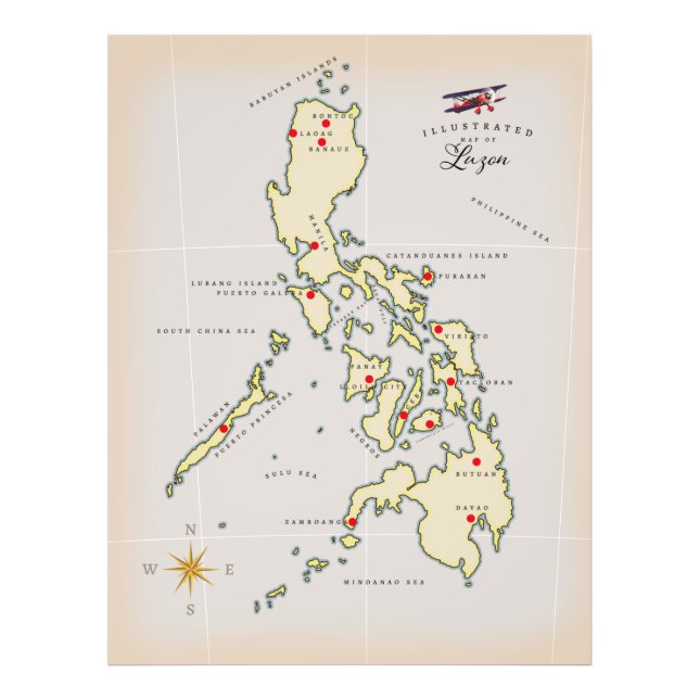 Impression Photo Carte illustrée de Luzon carte des Philippines (Devant)