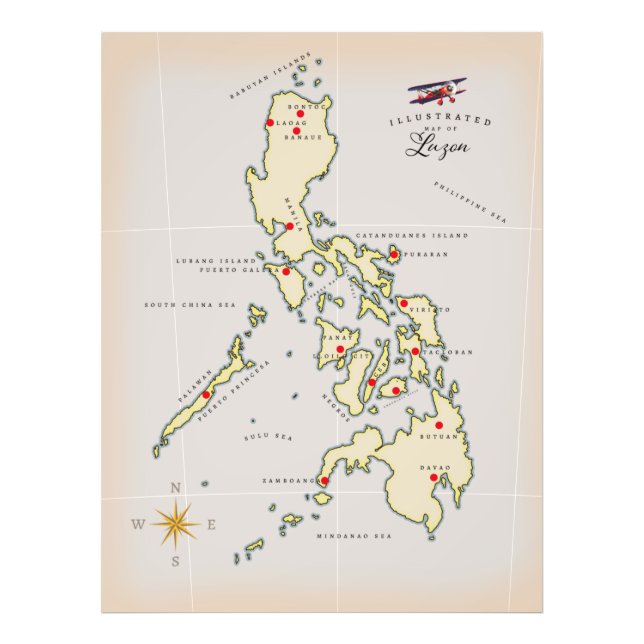 Impression Photo Carte illustrée de Luzon Philippines (Devant)