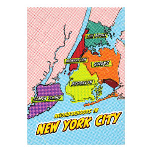 Impression Photo Carte illustrée de New York City dans le style Pop