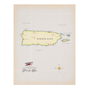 Impression Photo Carte illustrée de Porto Rico.