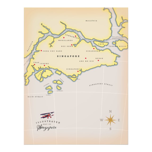 Impression Photo Carte illustrée de Singapour (Devant)