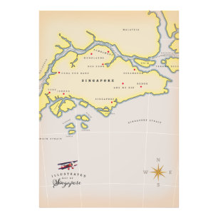 Impression Photo Carte illustrée de Singapour