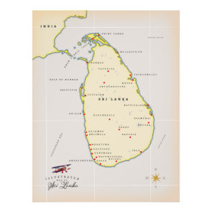 Impression Photo Carte illustrée de Sri Lanka