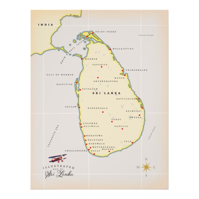 Impression Photo Carte illustrée de Sri Lanka (Devant)