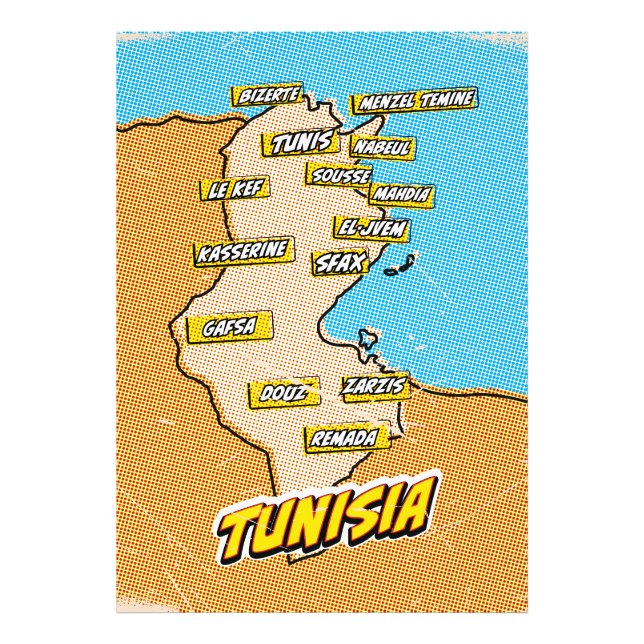 Impression Photo Carte illustrée de Tunisie Pop Art (Devant)