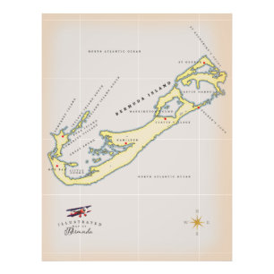 Impression Photo Carte illustrée des Bermudes