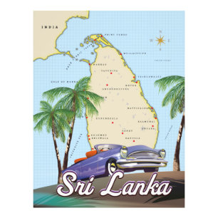 Impression Photo Carte illustrée détaillée de Sri Lanka